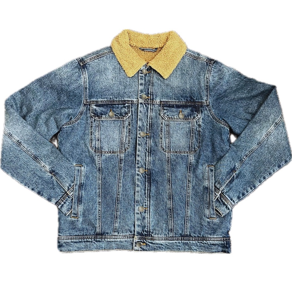 EUC Billabong Denim Sherpa-Lined Trucker Jacket Men’s L